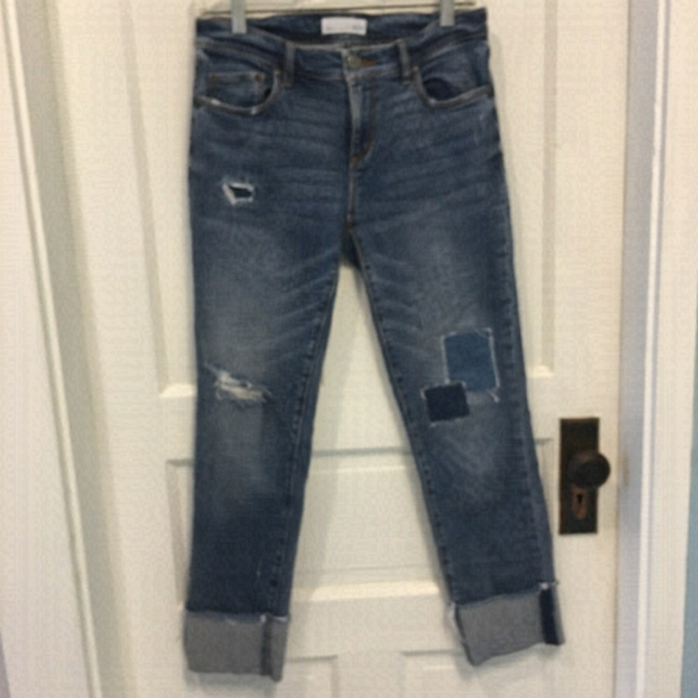 LOFT. Modern straight mid rise jeans. Distressed